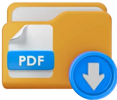 A brown folder with a white PDF document and a blue download button, labeled "Past Papers."